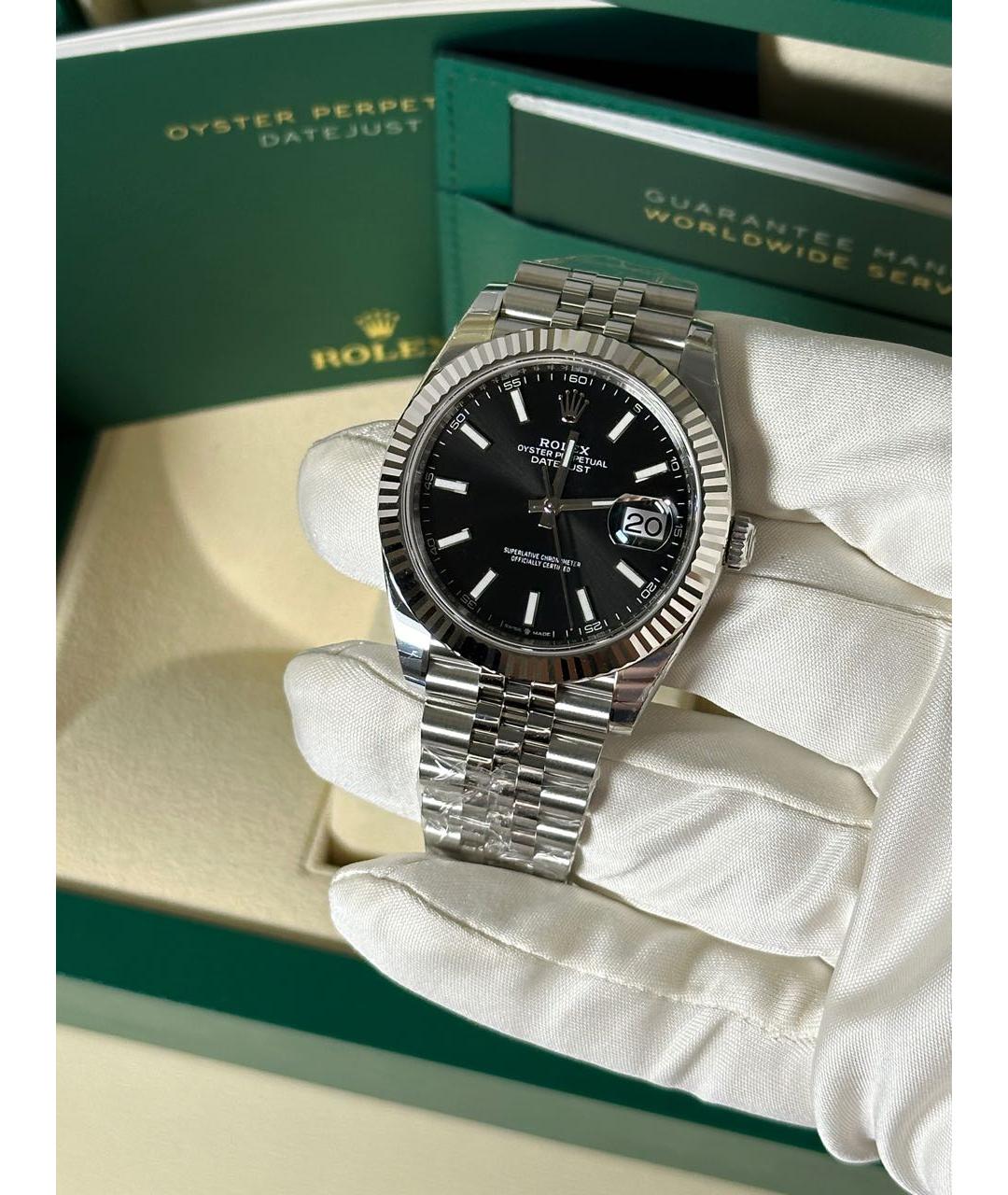 ROLEX Черные часы из белого золота, фото 2