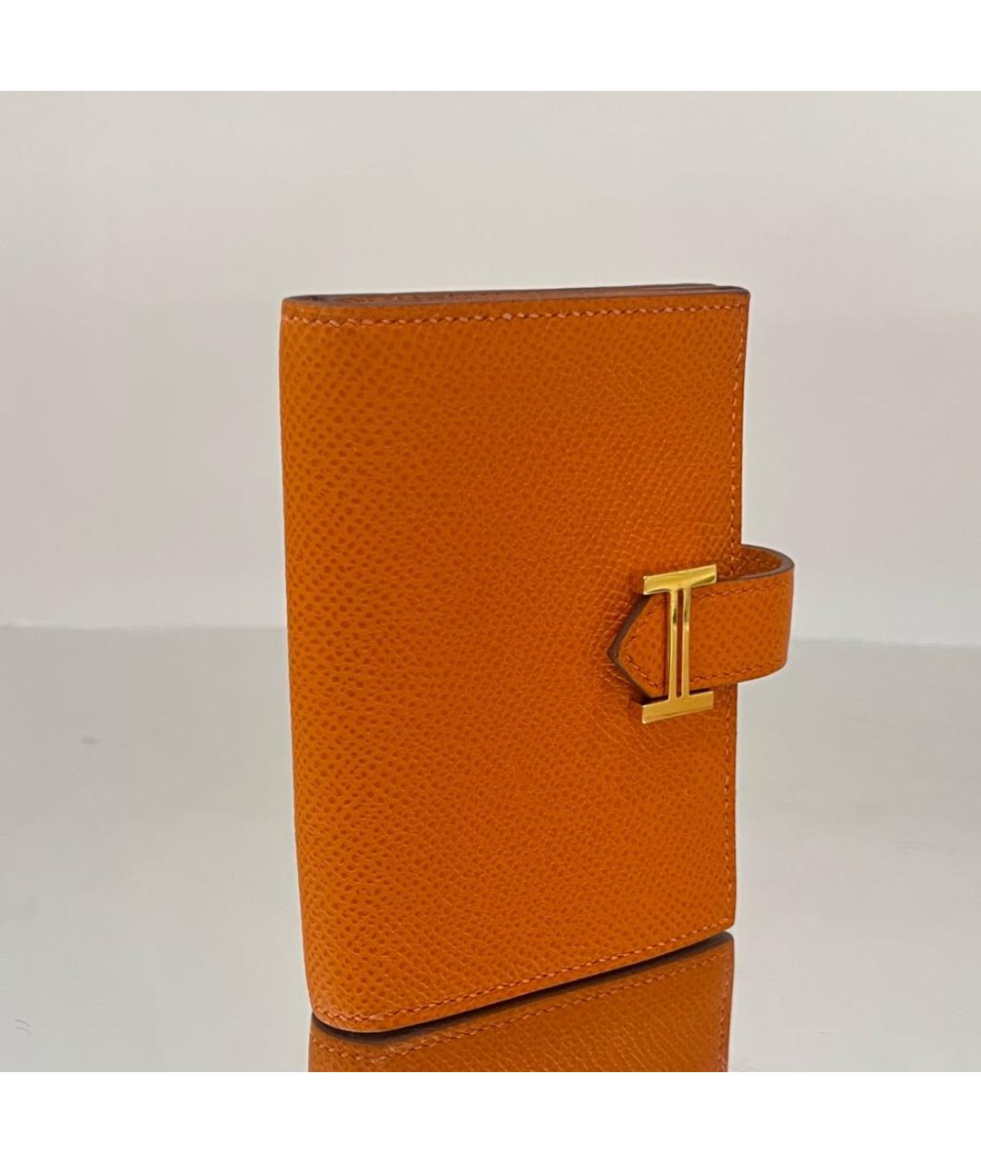 HERMES Оранжевый кожаный кардхолдер, фото 2