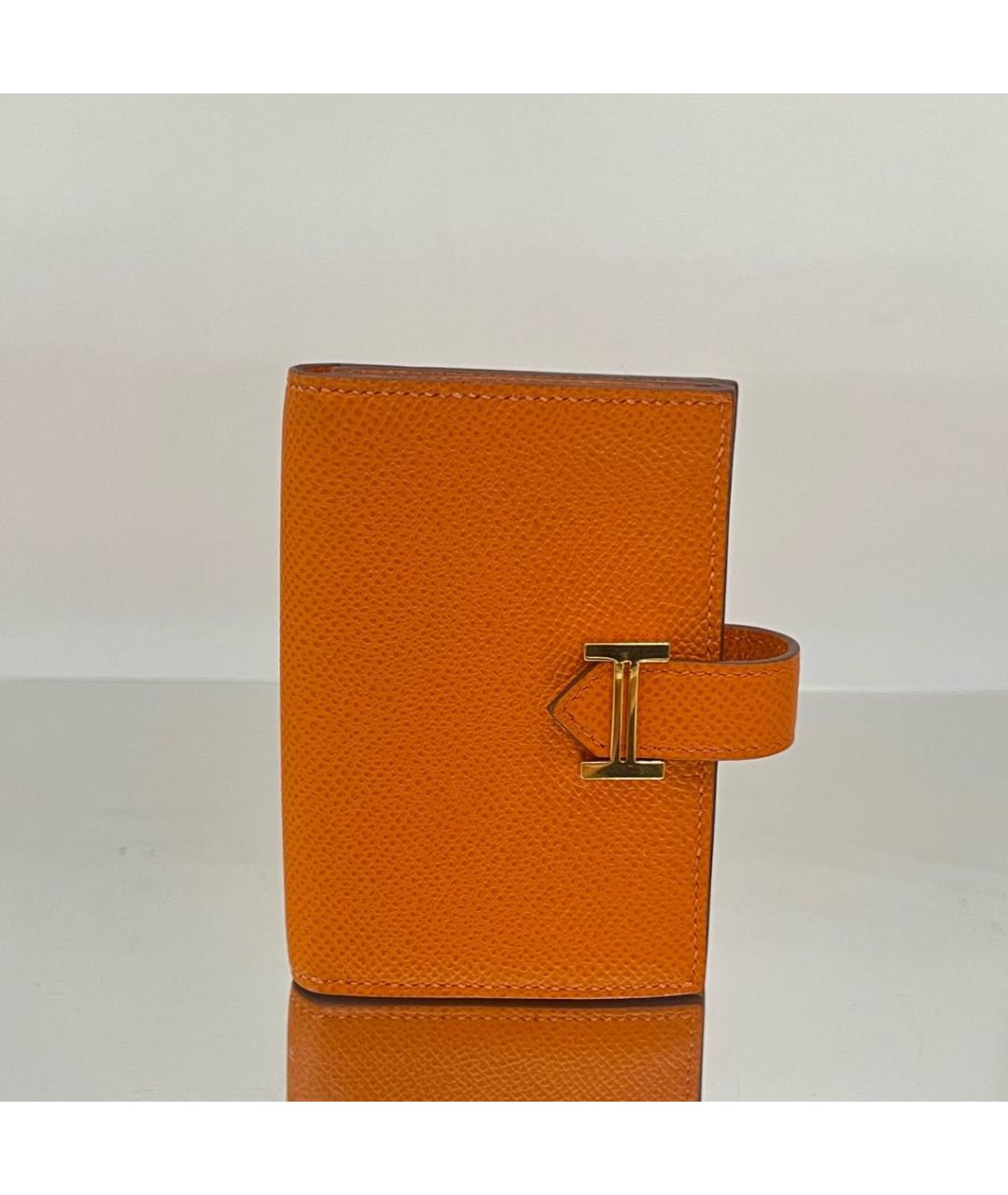 HERMES Оранжевый кожаный кардхолдер, фото 5