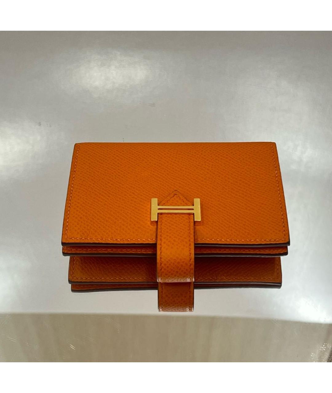 HERMES Оранжевый кожаный кардхолдер, фото 4