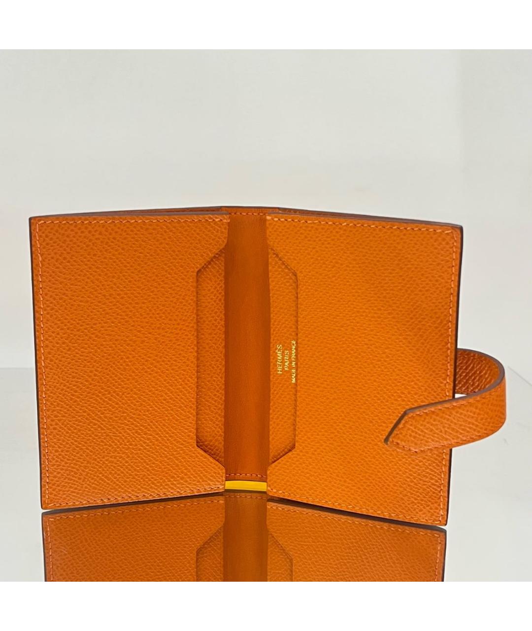 HERMES Оранжевый кожаный кардхолдер, фото 3