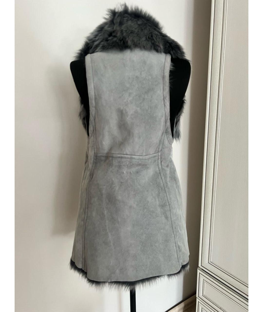 PATRIZIA PEPE Серый кожаный жилет, фото 3