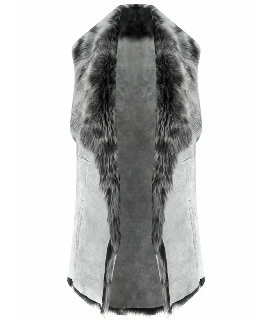 PATRIZIA PEPE Серый кожаный жилет, фото 1