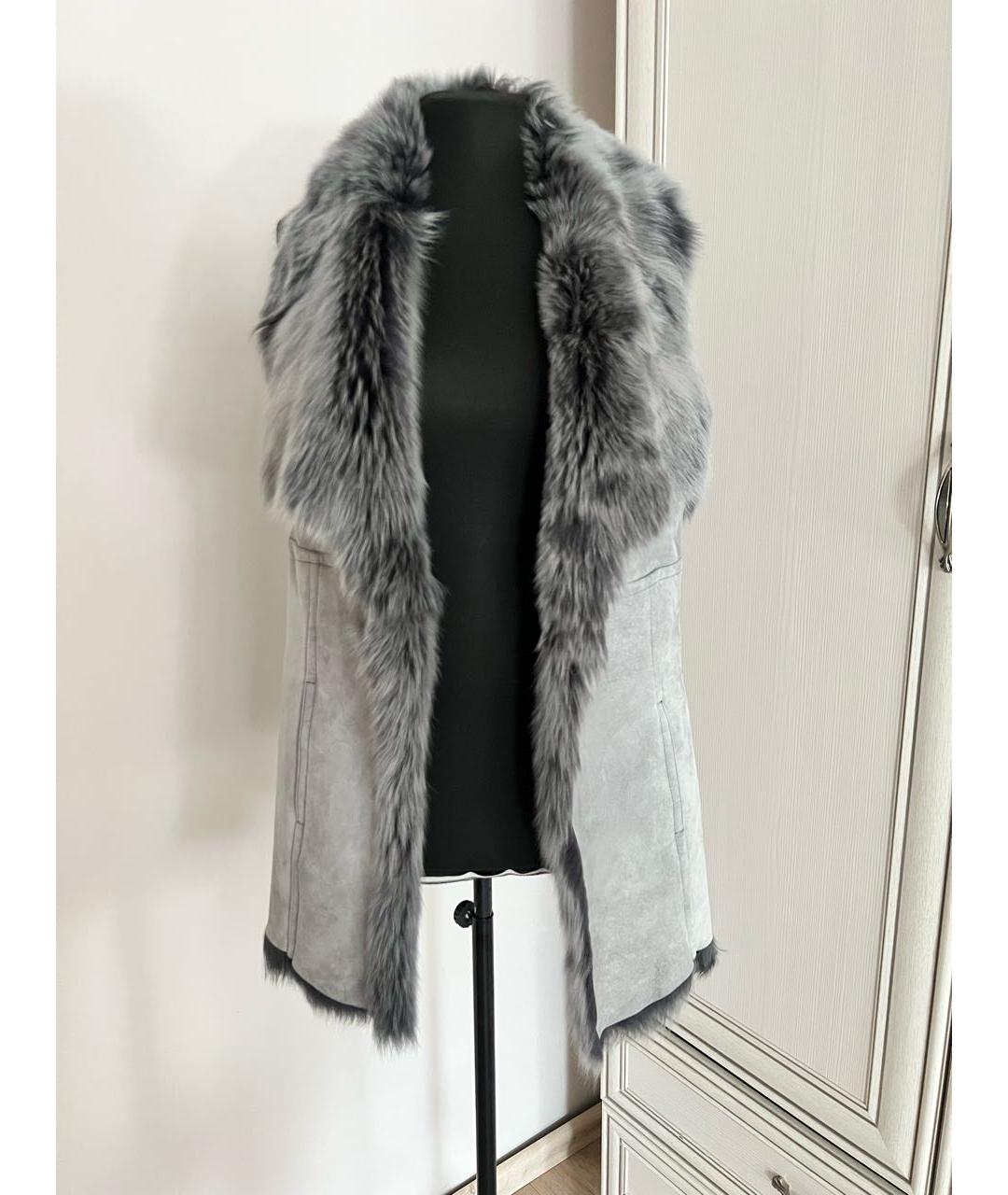 PATRIZIA PEPE Серый кожаный жилет, фото 7