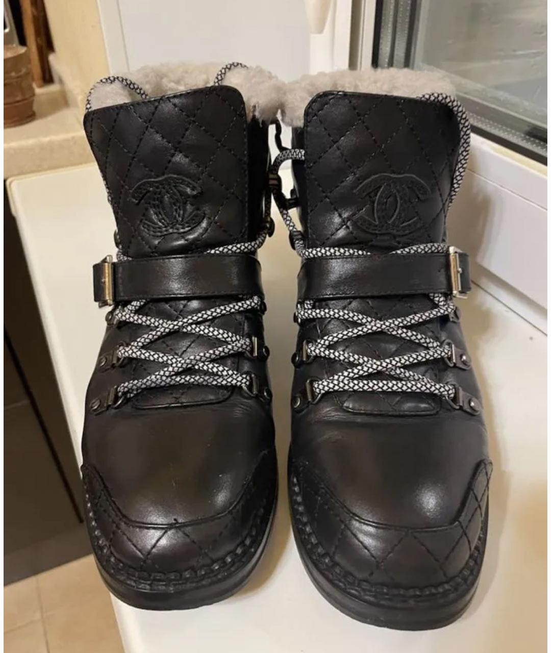 CHANEL Черные кожаные ботинки, фото 2