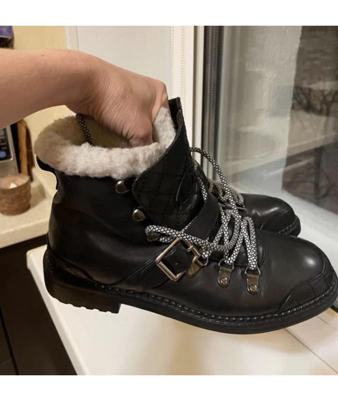 CHANEL Черные кожаные ботинки, фото 6