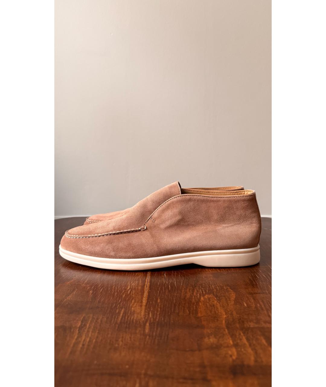 LORO PIANA Бежевые замшевые лоферы, фото 6