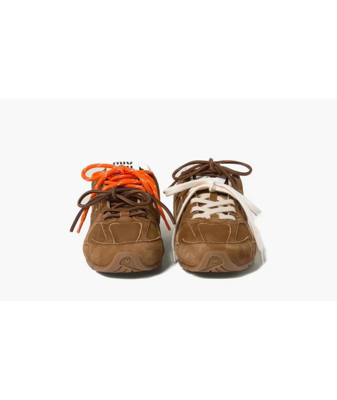 MIU MIU Коричневые замшевые кроссовки, фото 3