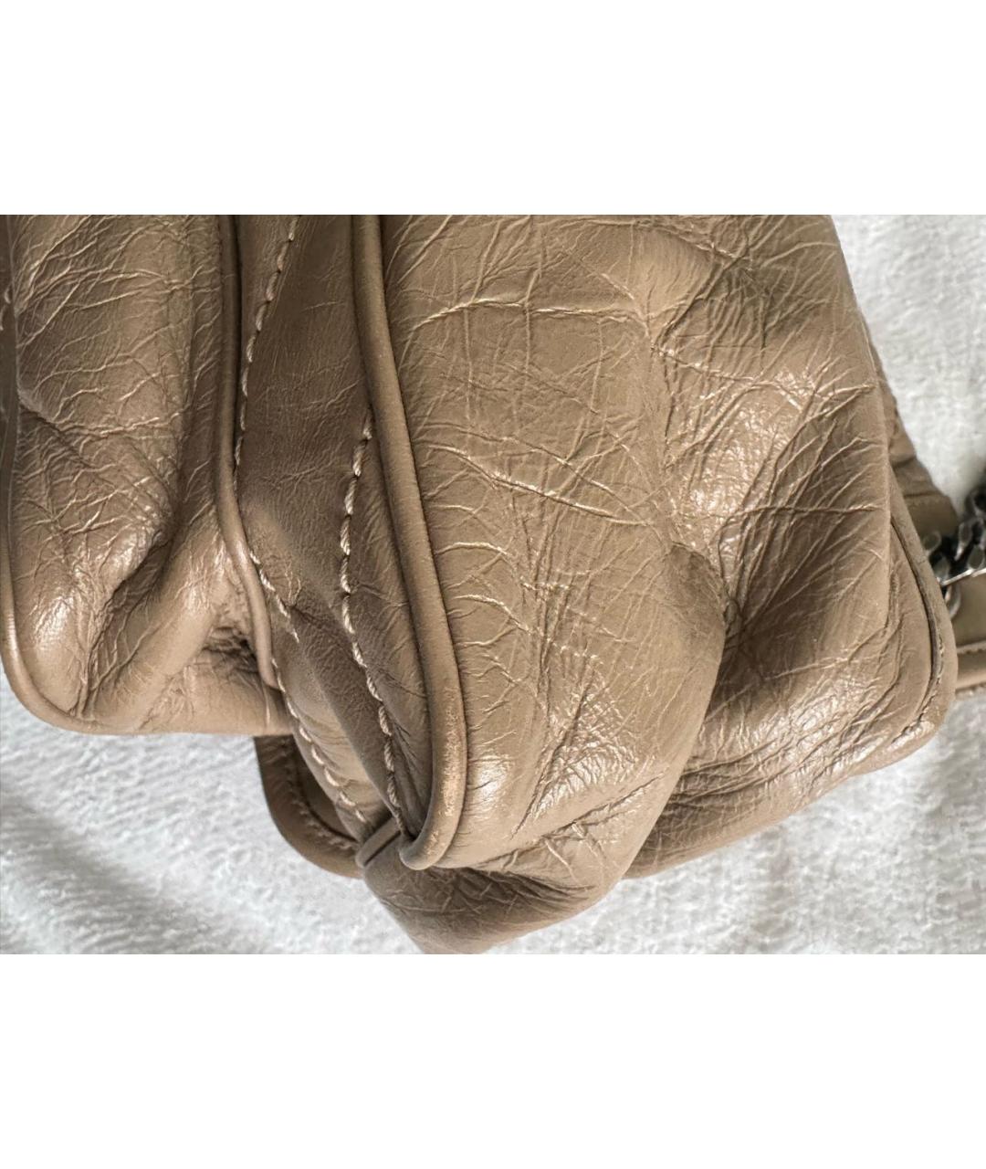 SAINT LAURENT Бежевая кожаная сумка через плечо, фото 5