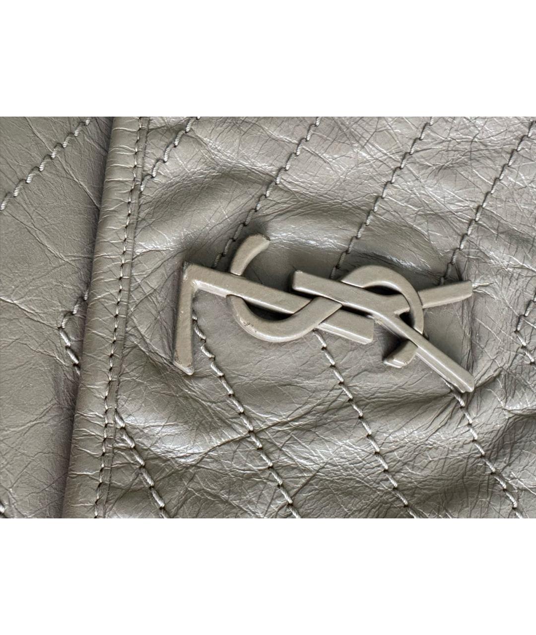 SAINT LAURENT Бежевая кожаная сумка через плечо, фото 8