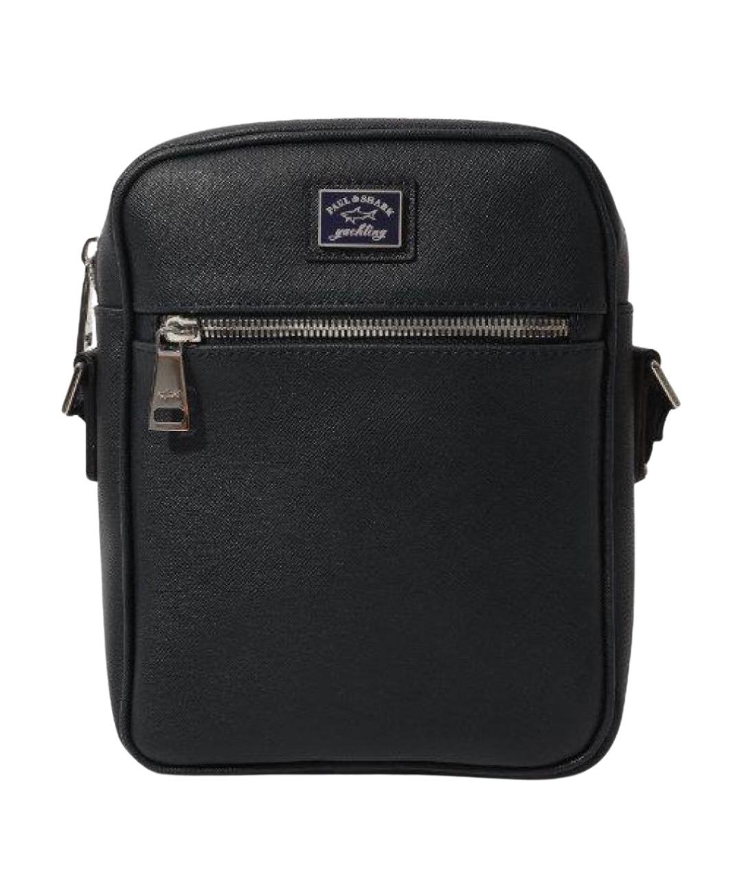 PAUL & SHARK Темно-синяя кожаная сумка на плечо, фото 1