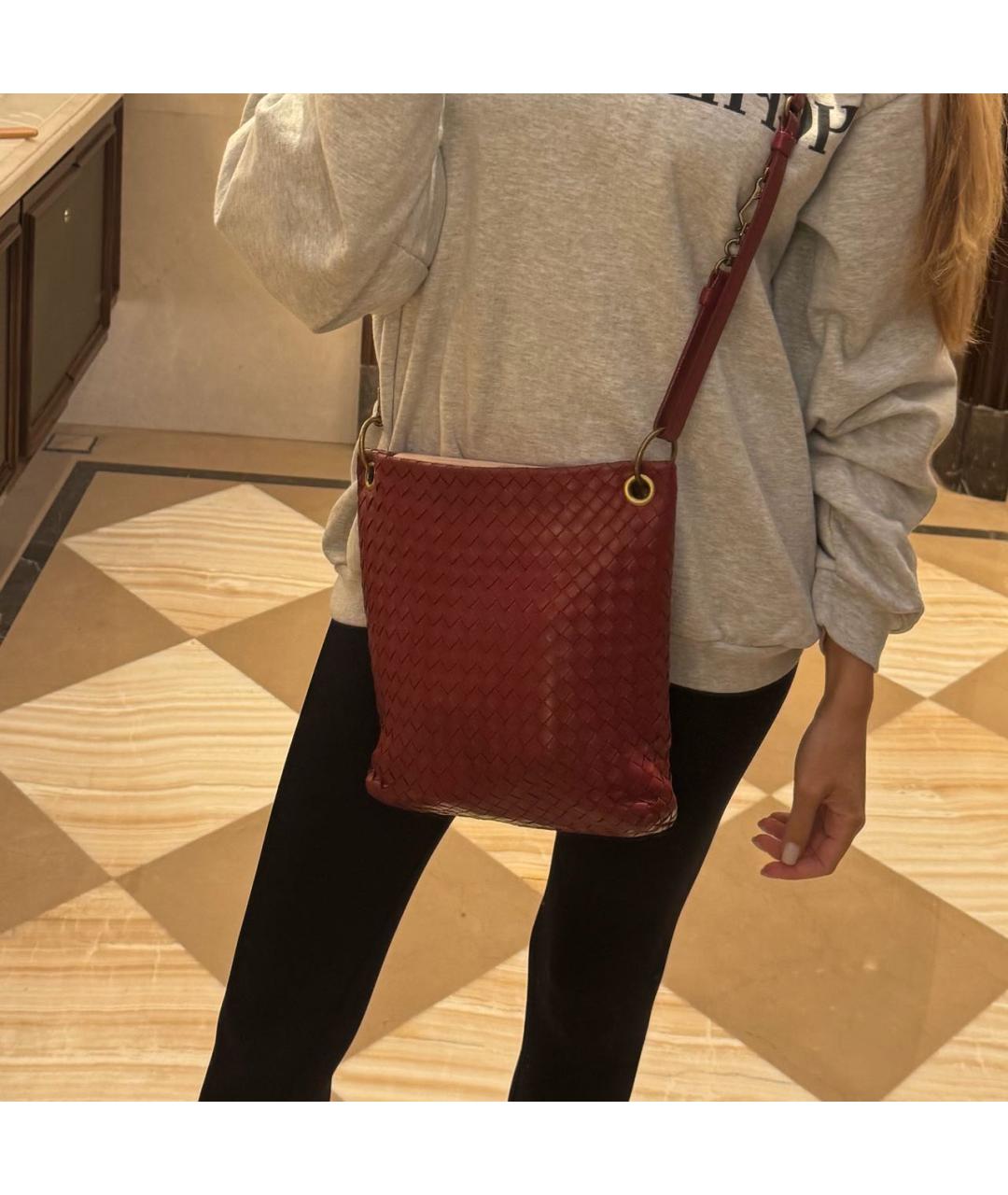 BOTTEGA VENETA Красная кожаная сумка через плечо, фото 6