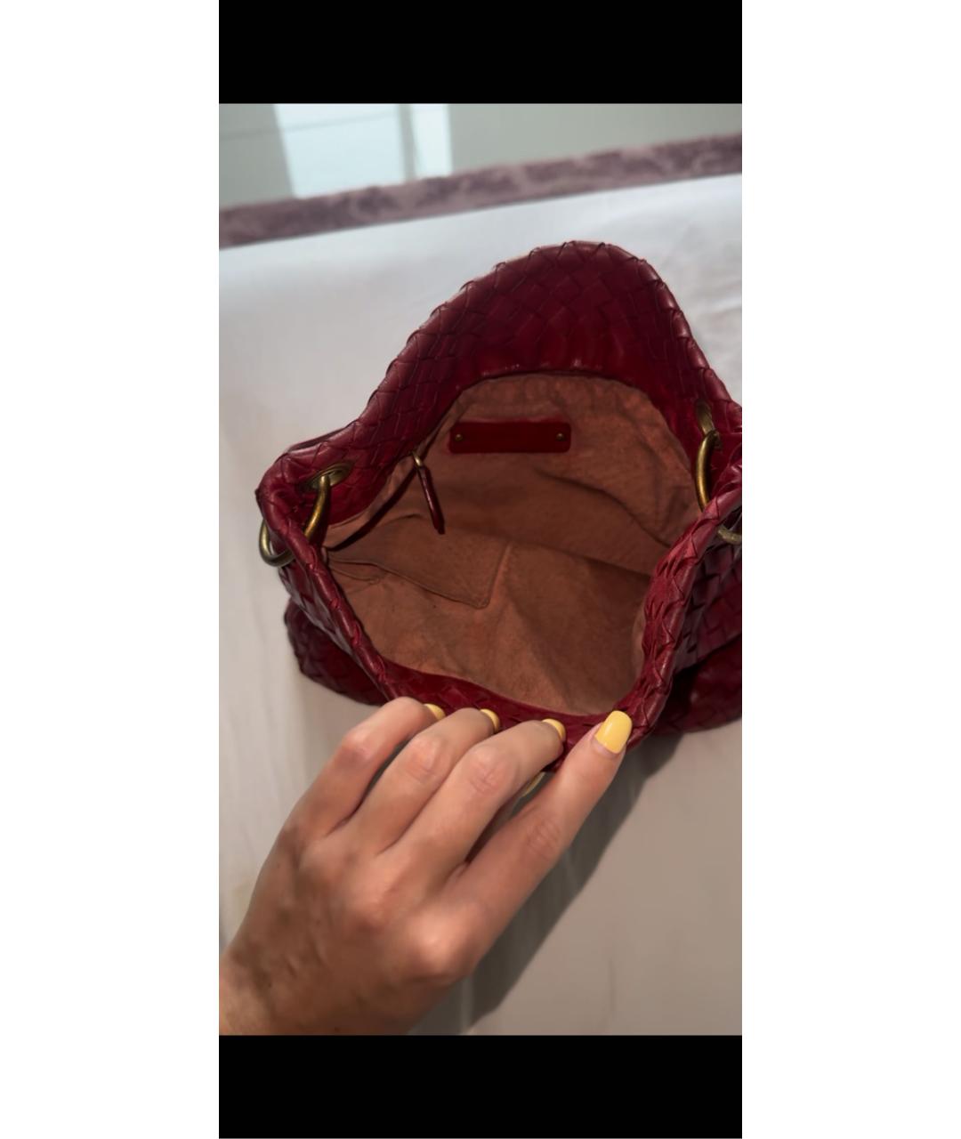 BOTTEGA VENETA Красная кожаная сумка через плечо, фото 4