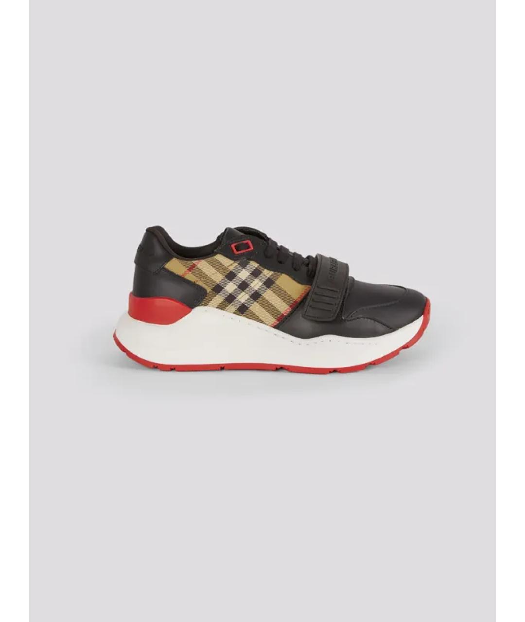 BURBERRY Черные кожаные кроссовки, фото 5