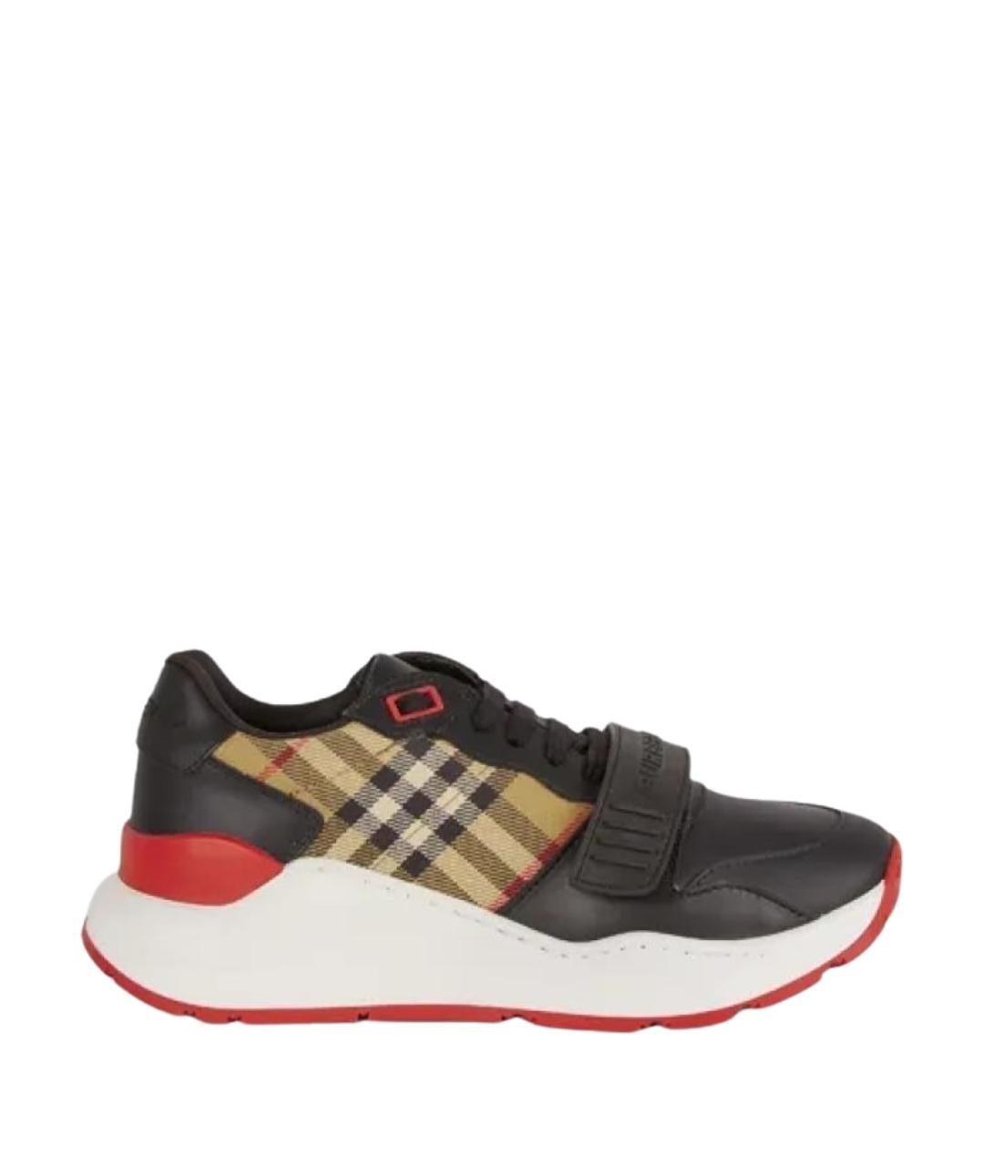 BURBERRY Черные кожаные кроссовки, фото 1