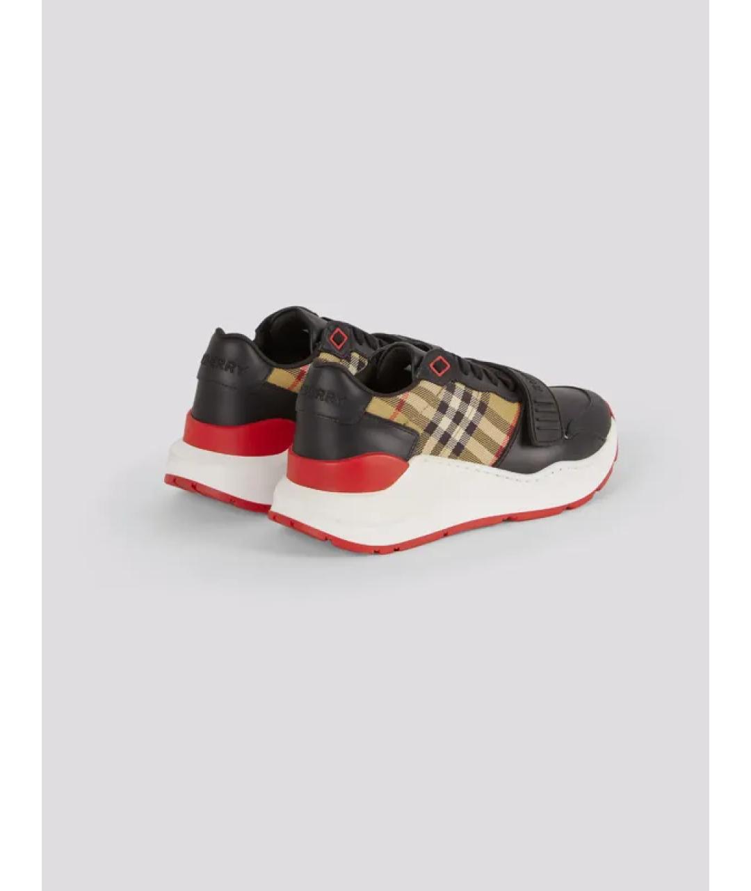 BURBERRY Черные кожаные кроссовки, фото 3