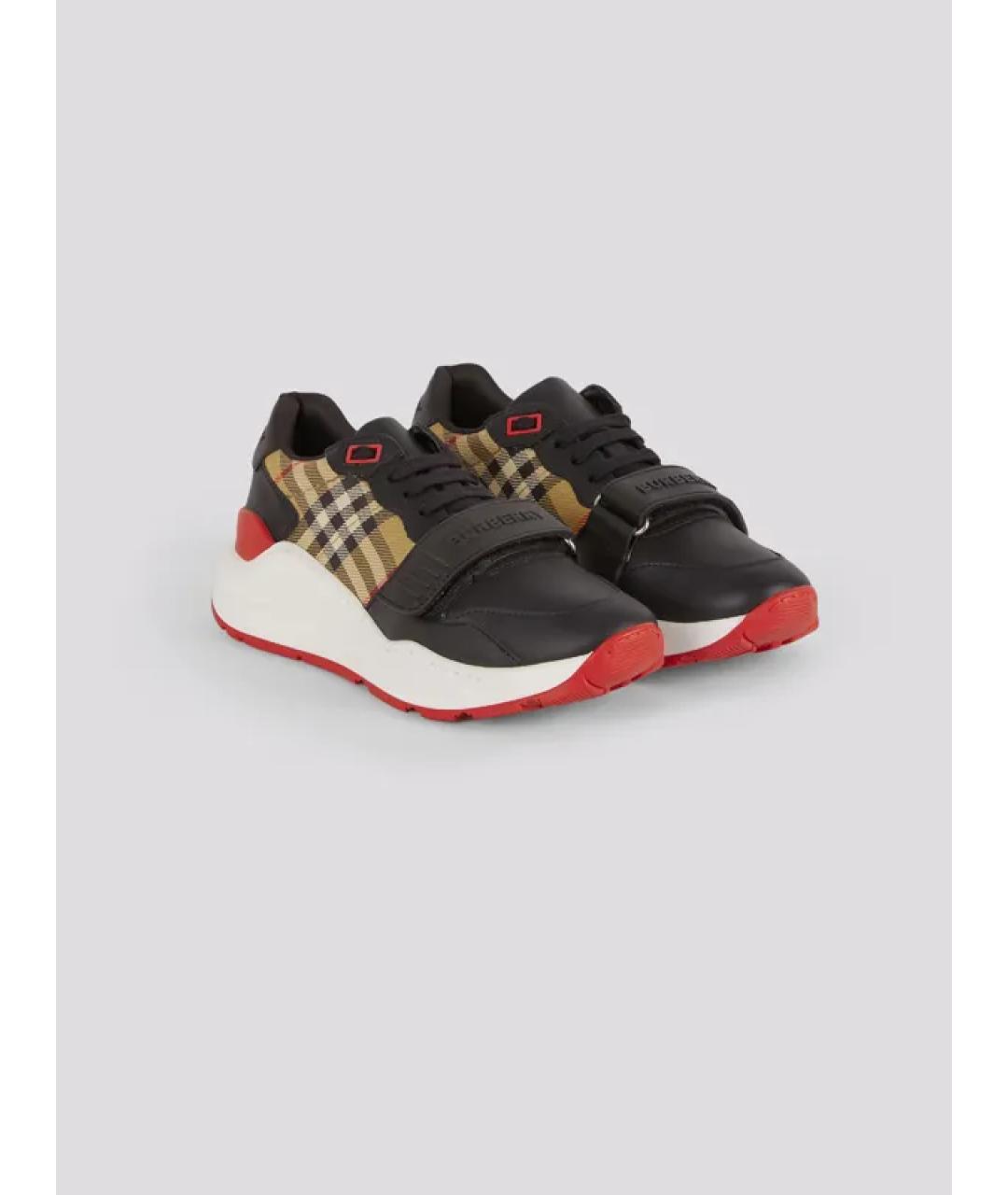 BURBERRY Черные кожаные кроссовки, фото 2