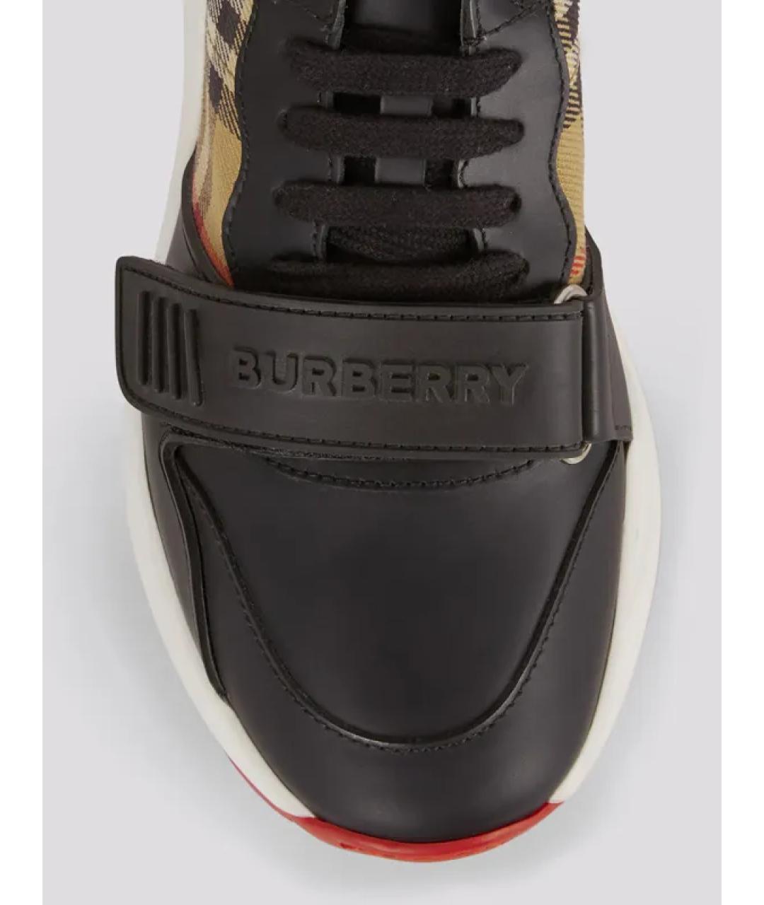 BURBERRY Черные кожаные кроссовки, фото 4