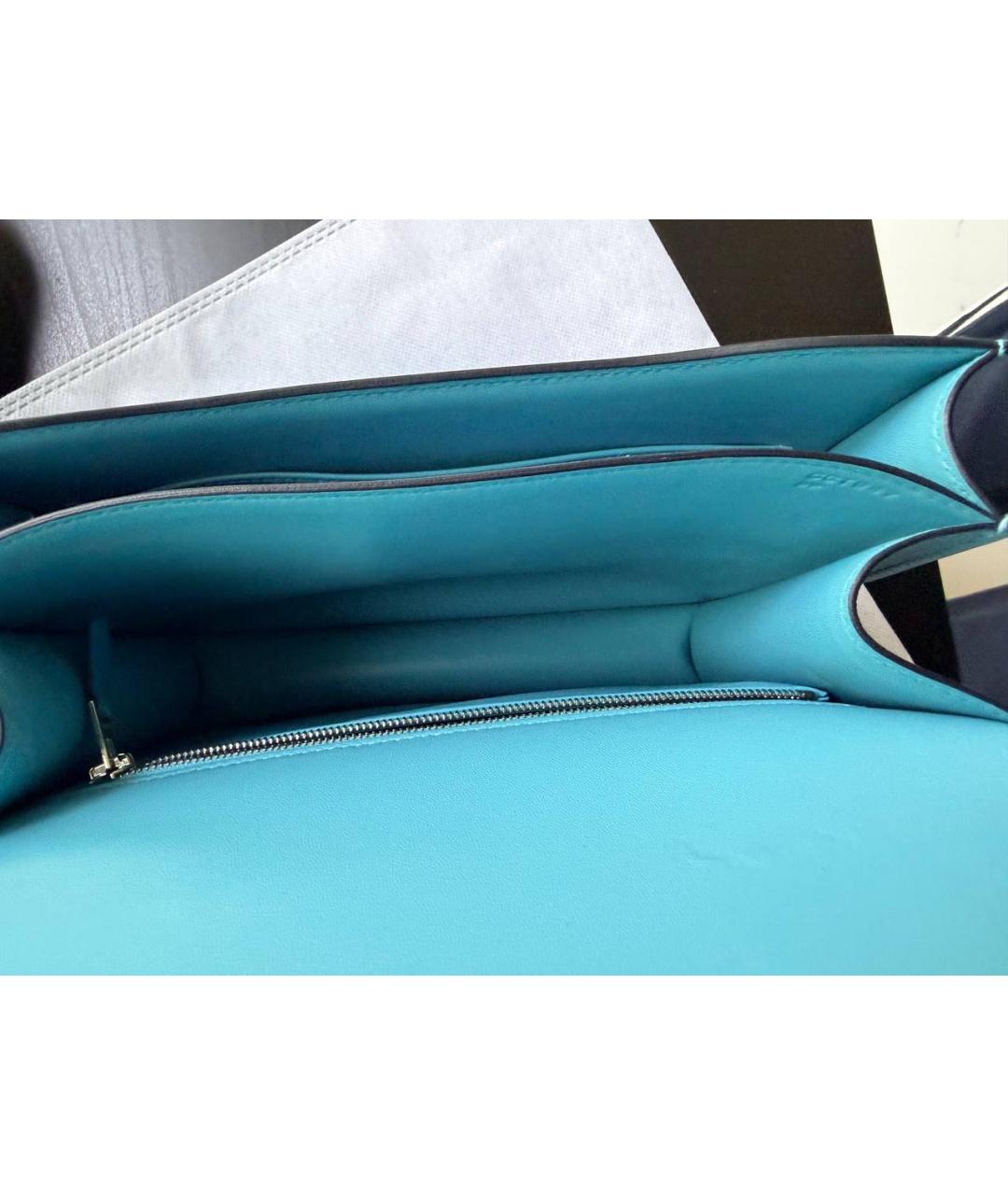 HERMES Голубая кожаная сумка через плечо, фото 8