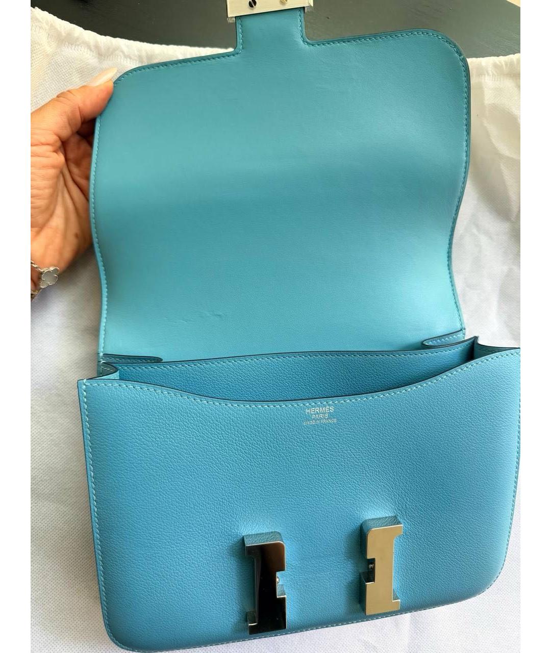 HERMES Голубая кожаная сумка через плечо, фото 3