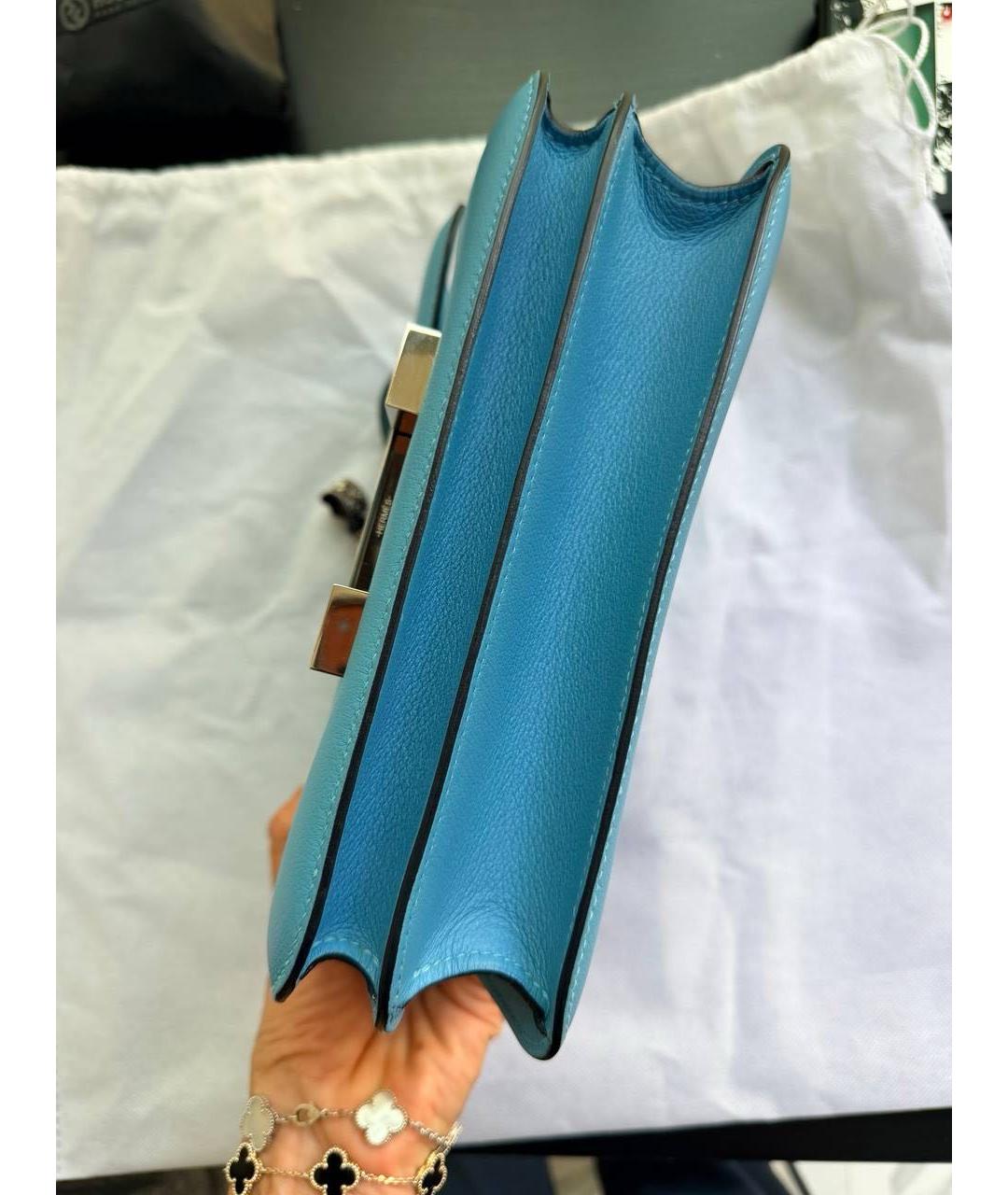 HERMES Голубая кожаная сумка через плечо, фото 5