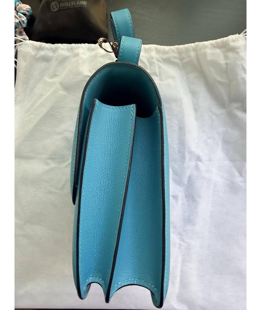 HERMES Голубая кожаная сумка через плечо, фото 6
