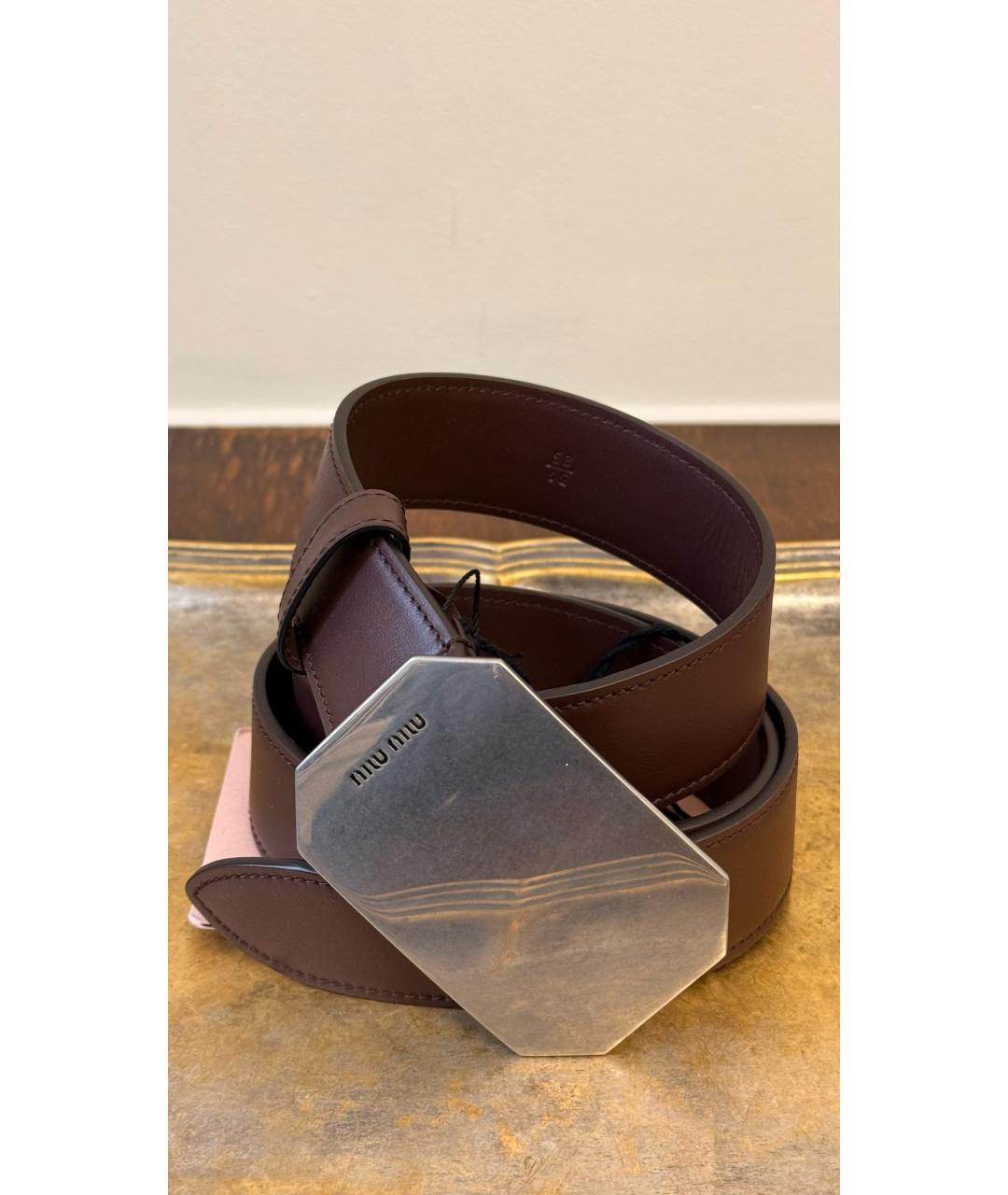 MIU MIU Коричневый кожаный ремень, фото 5