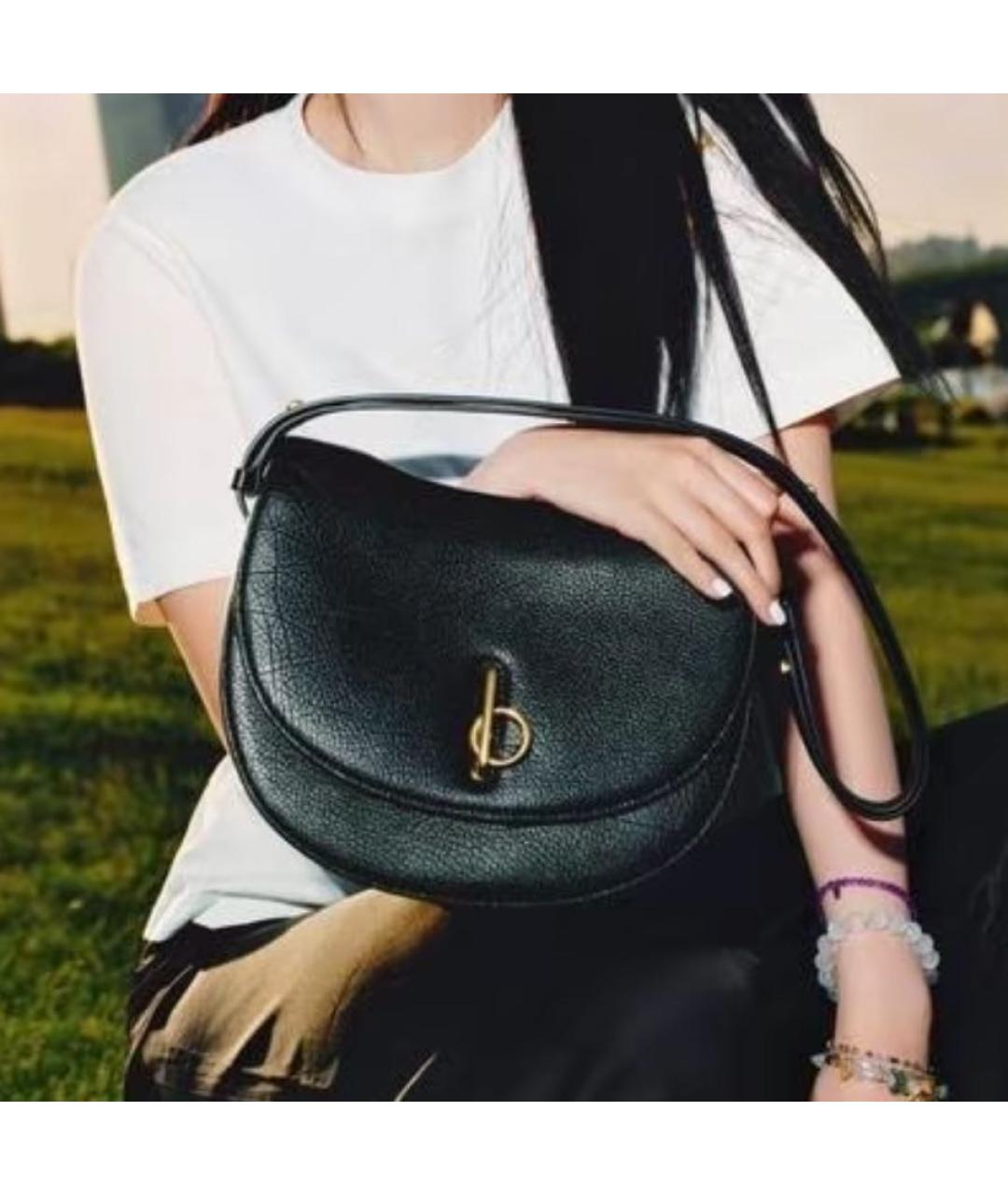 BURBERRY Черная кожаная сумка через плечо, фото 4