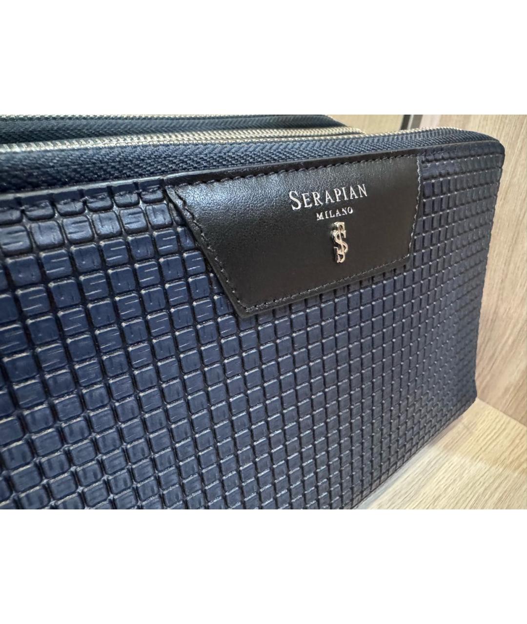SERAPIAN Синяя кожаная барсетка, фото 3