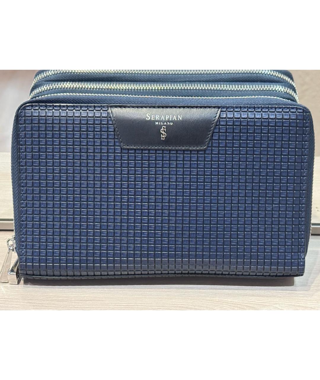 SERAPIAN Синяя кожаная барсетка, фото 2