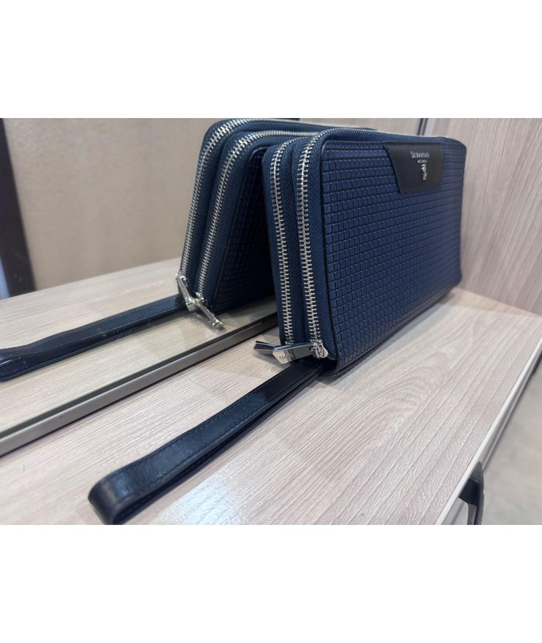 SERAPIAN Синяя кожаная барсетка, фото 8