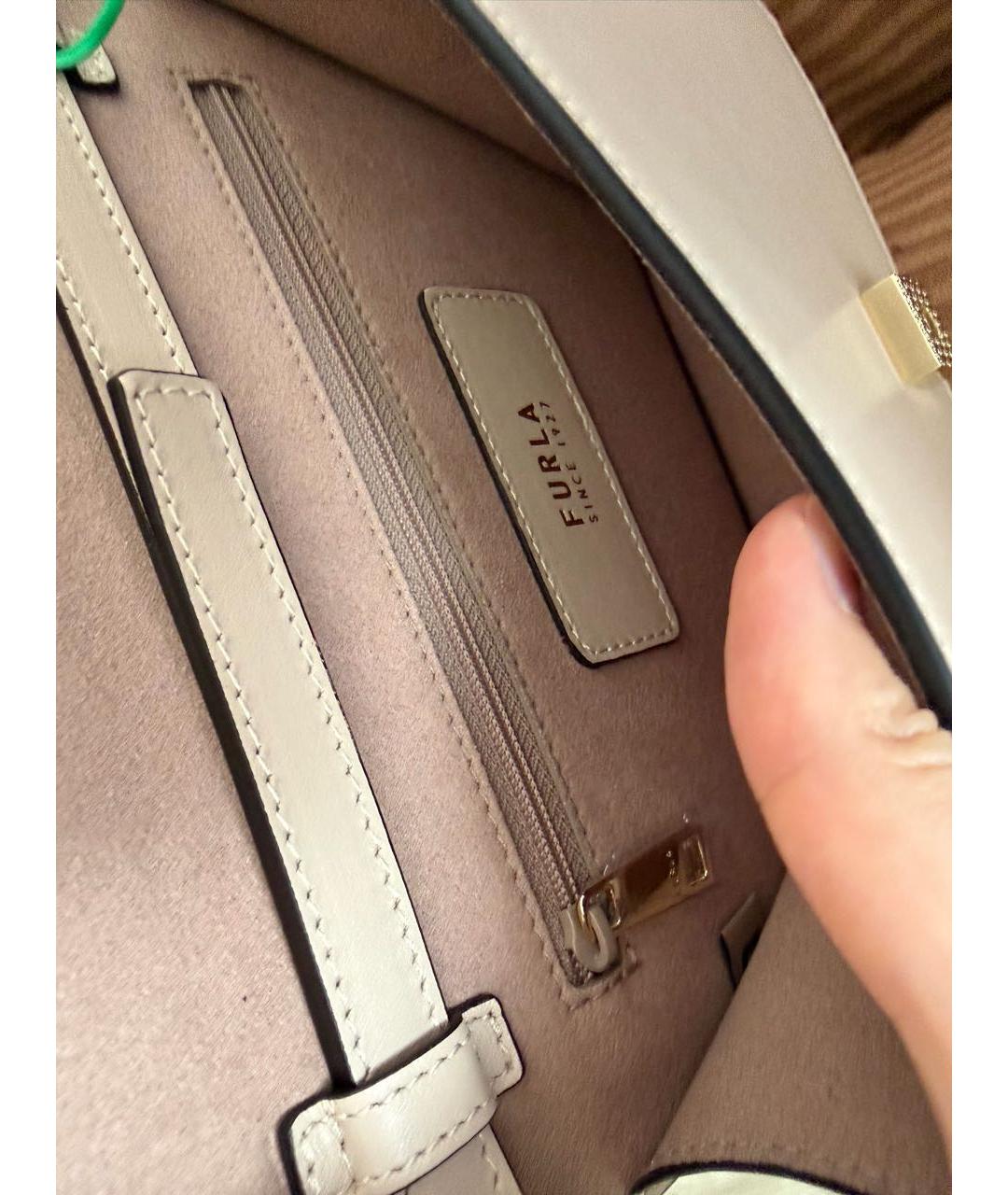 FURLA Бежевая кожаная сумка через плечо, фото 4