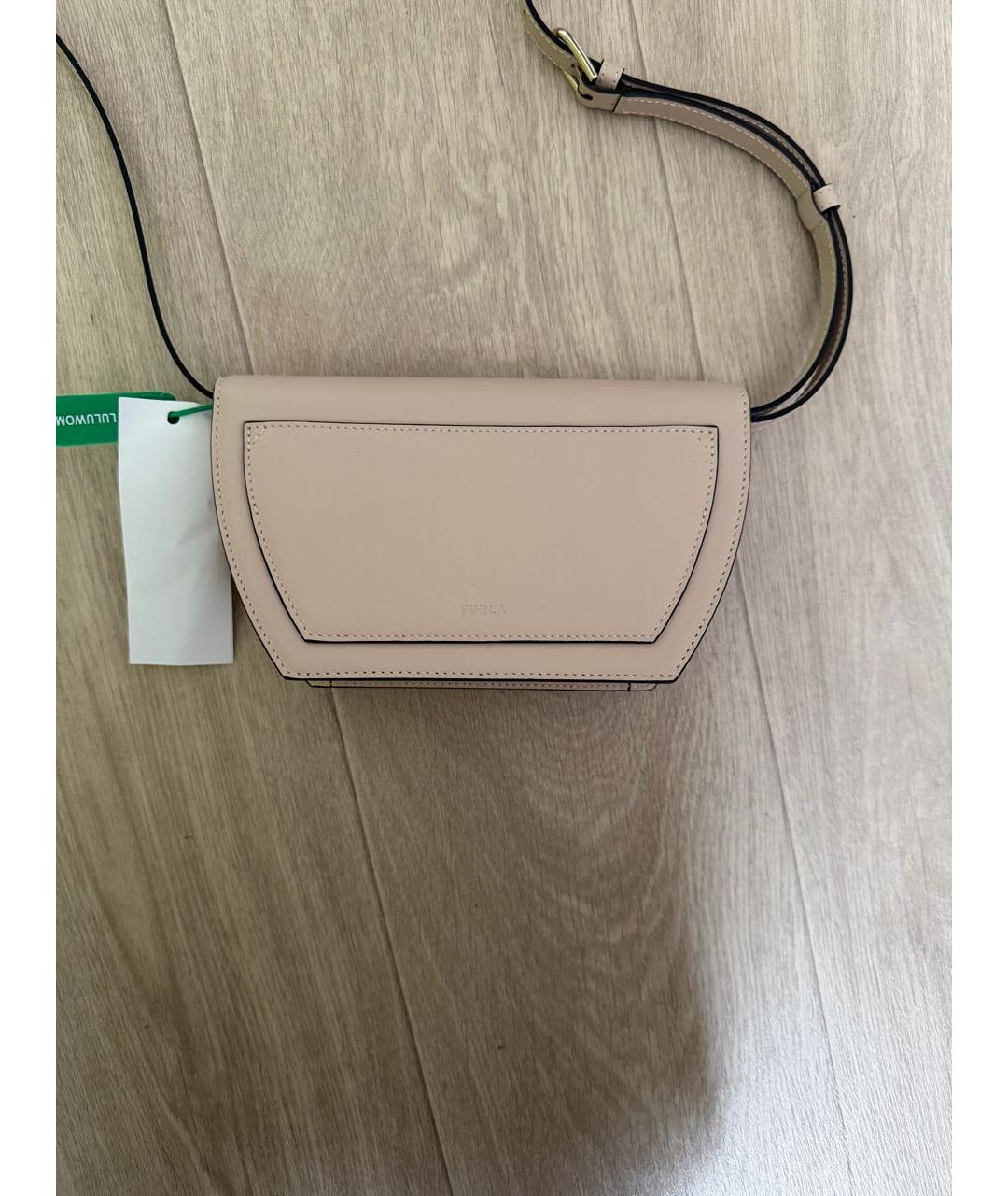 FURLA Бежевая кожаная сумка через плечо, фото 3