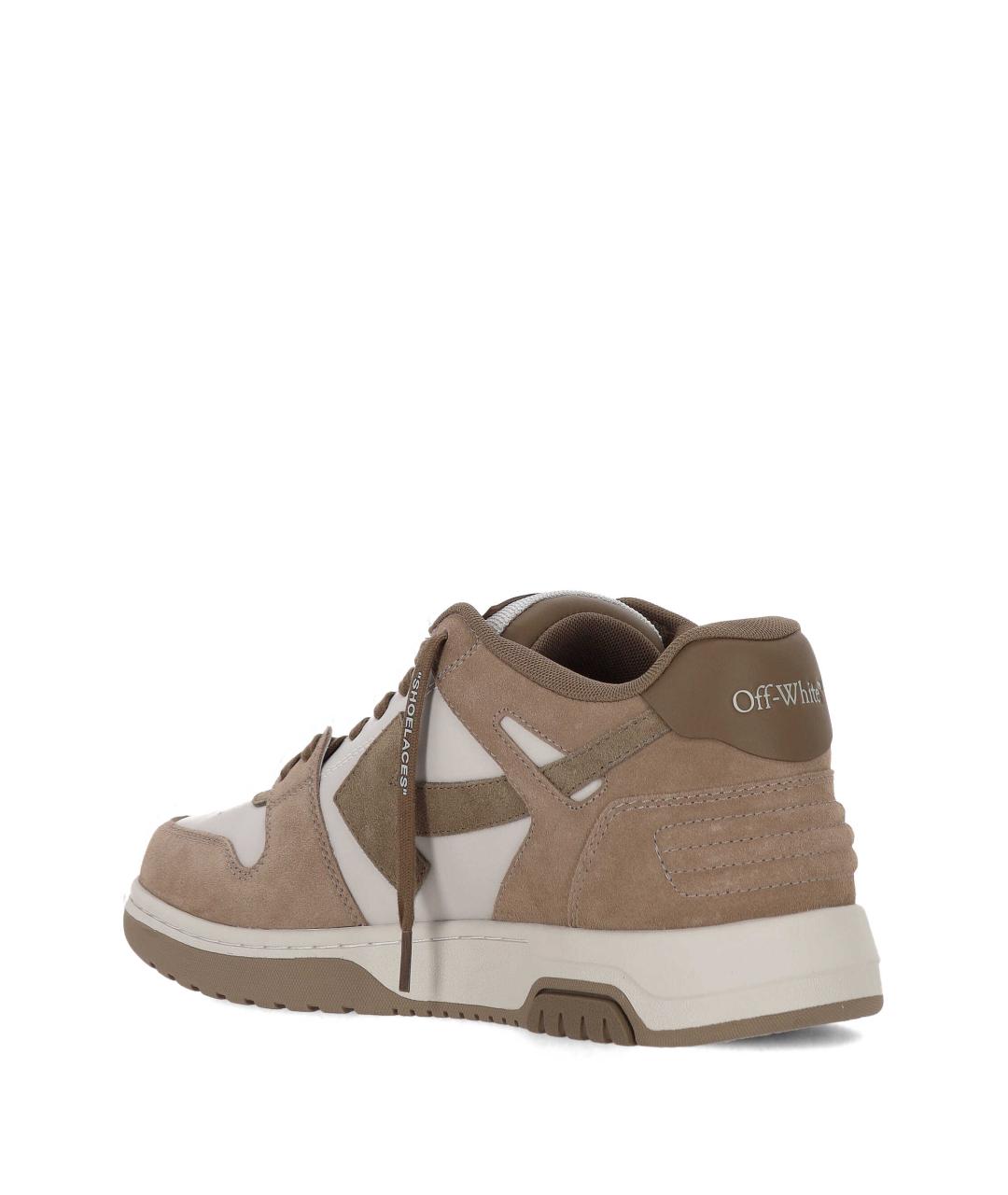 OFF-WHITE Коричневые кожаные низкие кроссовки / кеды, фото 3