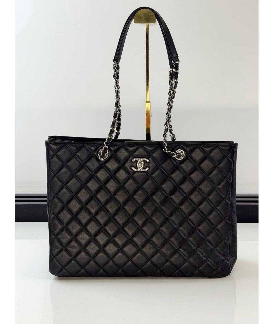 CHANEL Черная кожаная сумка тоут, фото 9