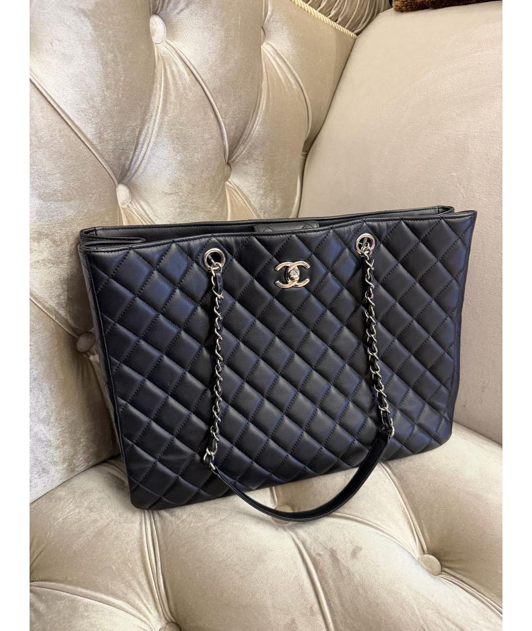 CHANEL Черная кожаная сумка тоут, фото 2