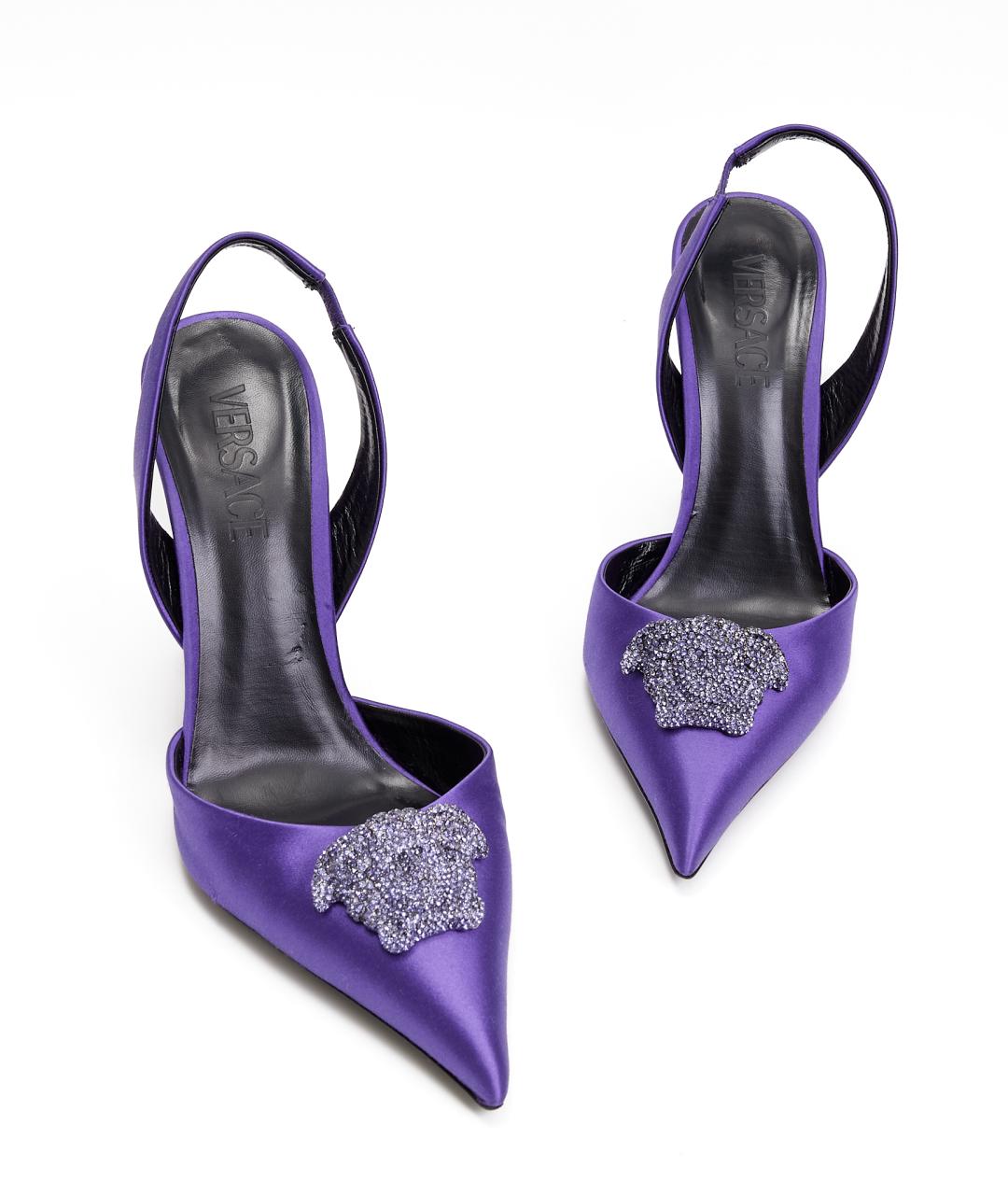 VERSACE Фиолетовые текстильные туфли, фото 4