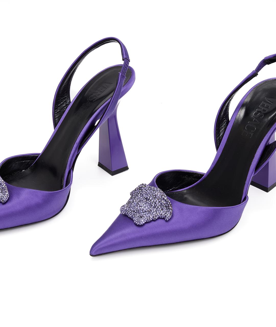 VERSACE Фиолетовые текстильные туфли, фото 5