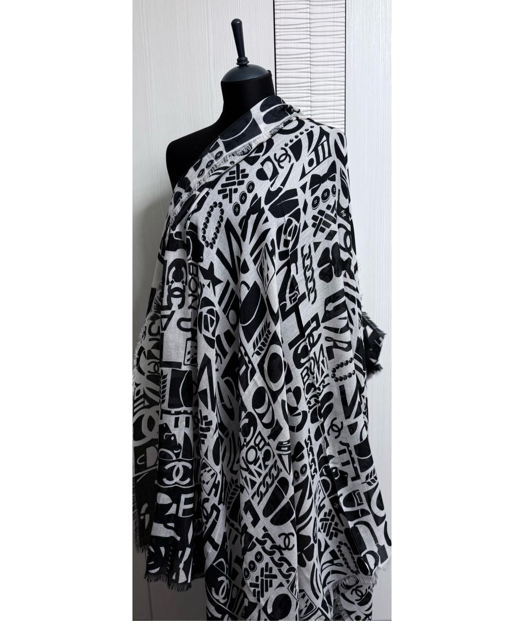 CHANEL Черный кашемировый платок, фото 4