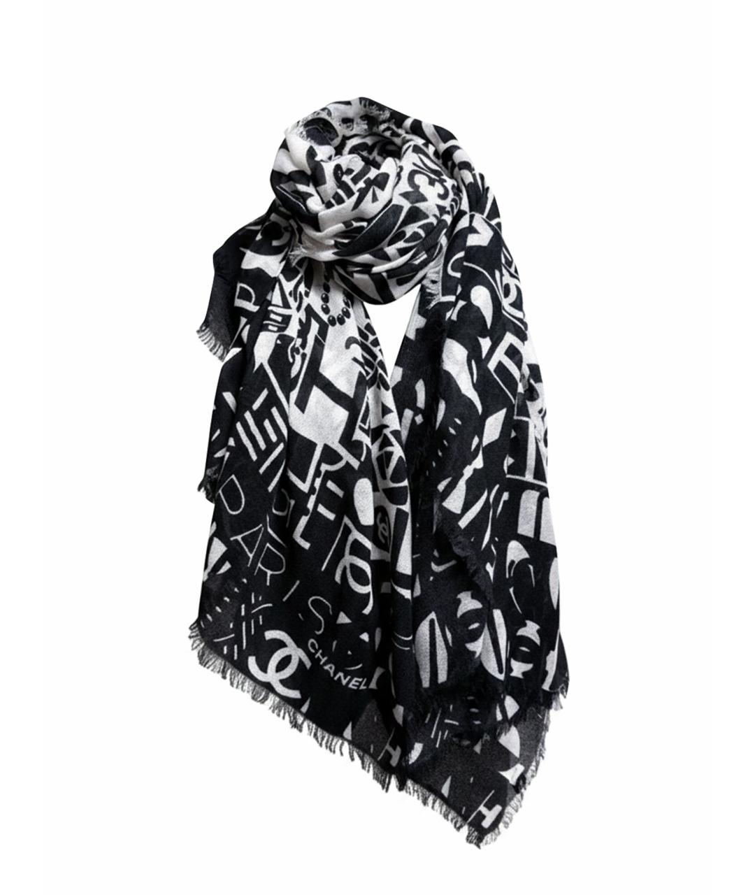 CHANEL Черный кашемировый платок, фото 1