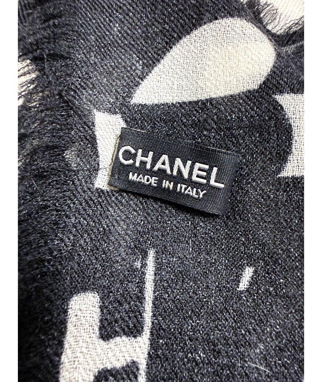 CHANEL Черный кашемировый платок, фото 6