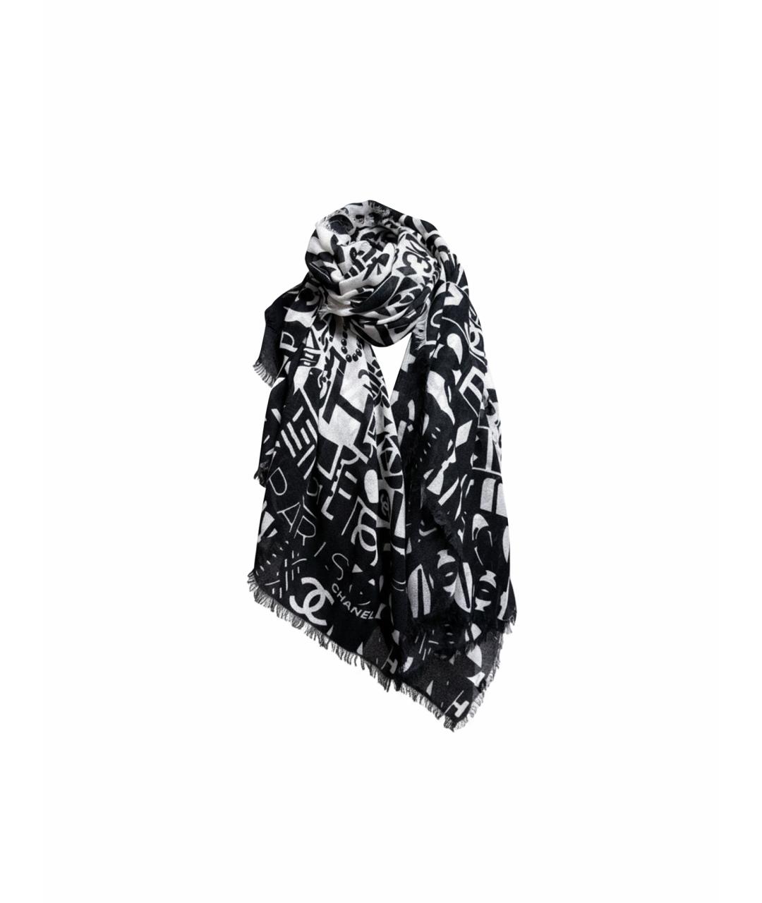 CHANEL Черный кашемировый платок, фото 11