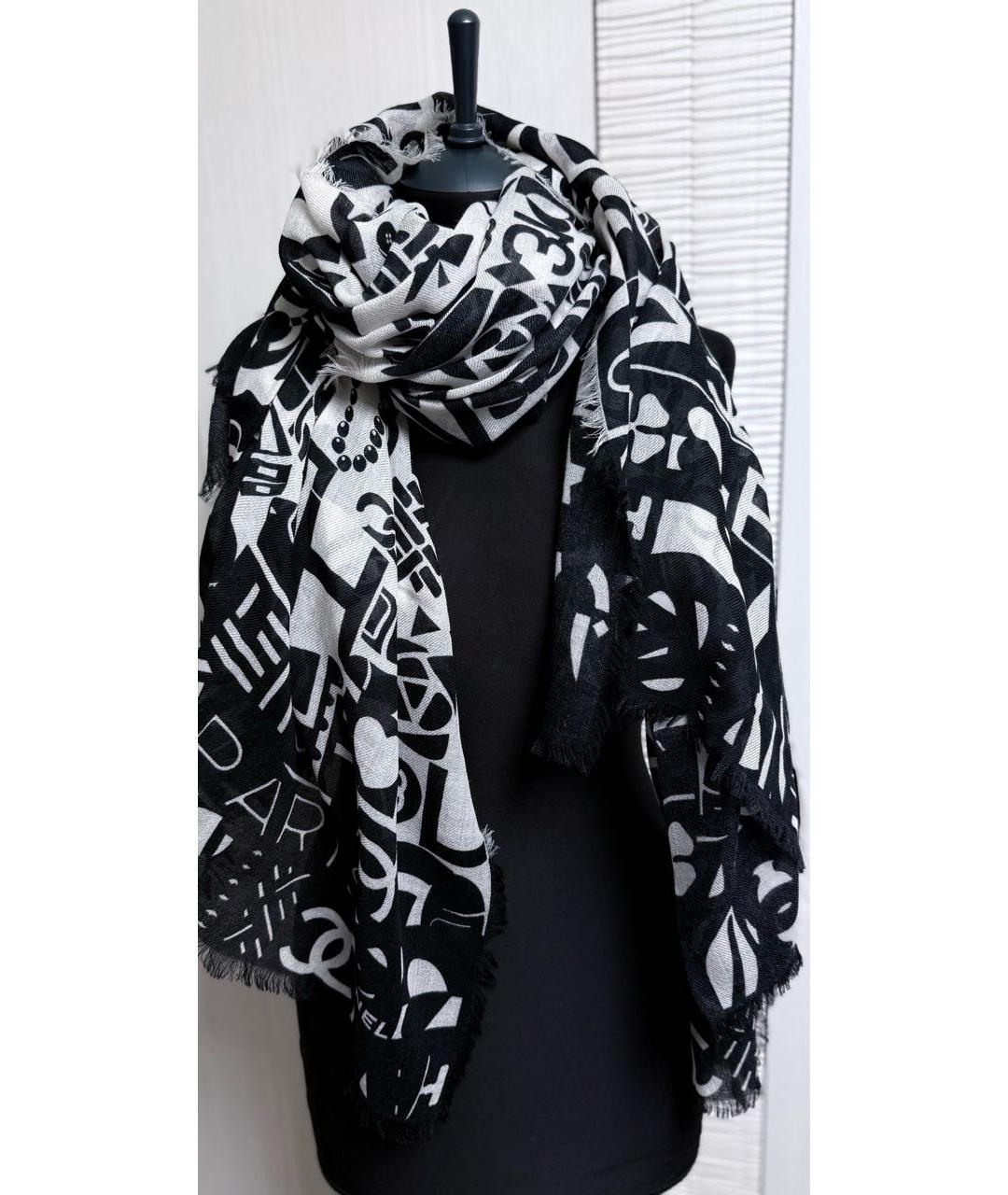 CHANEL Черный кашемировый платок, фото 2