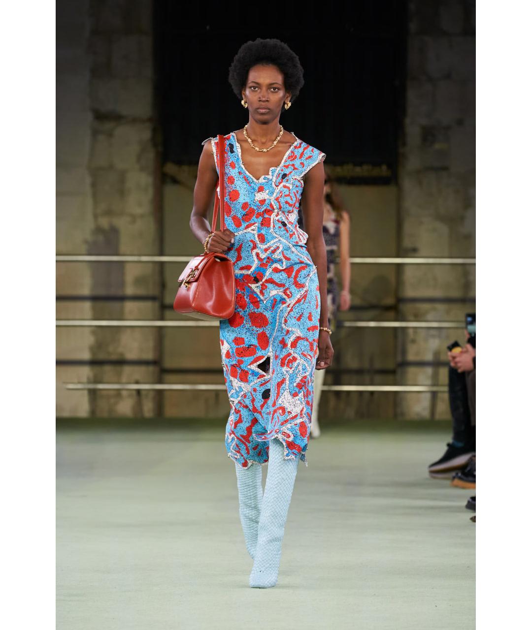 BOTTEGA VENETA Голубое вискозное повседневное платье, фото 4