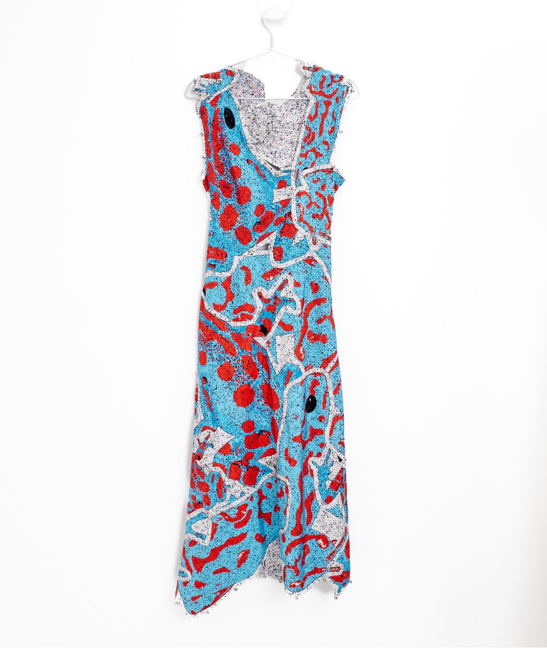 BOTTEGA VENETA Голубое вискозное повседневное платье, фото 5