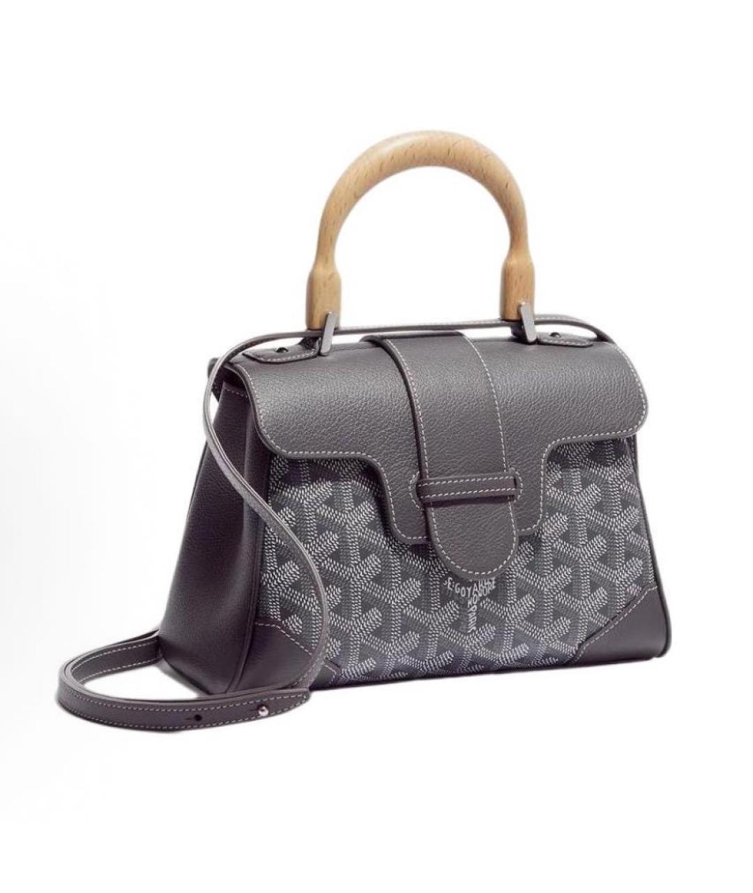 GOYARD Серая кожаная сумка с короткими ручками, фото 2