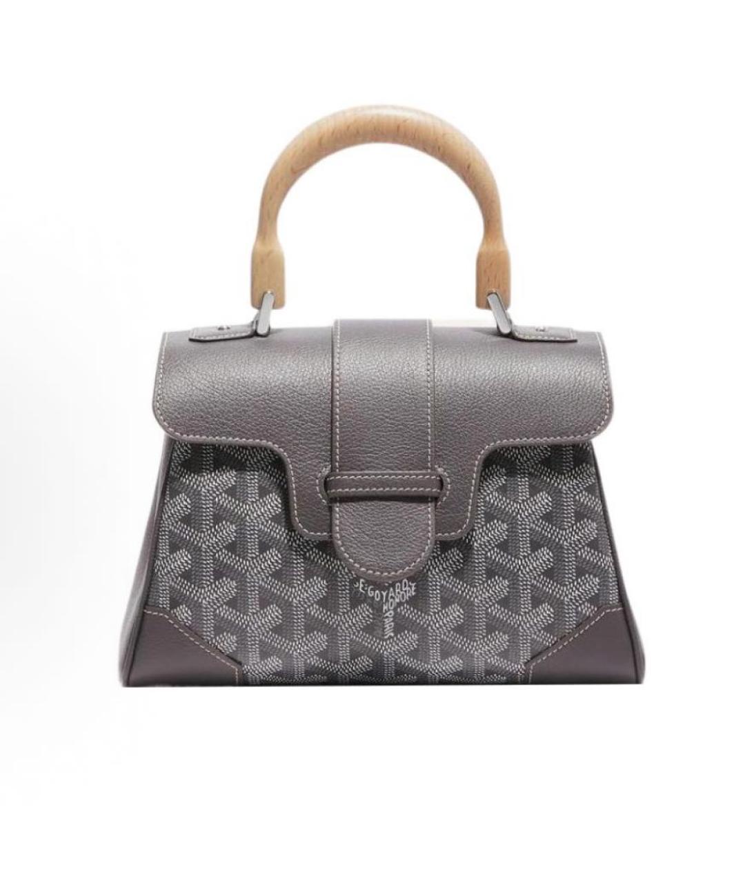 GOYARD Серая кожаная сумка с короткими ручками, фото 4