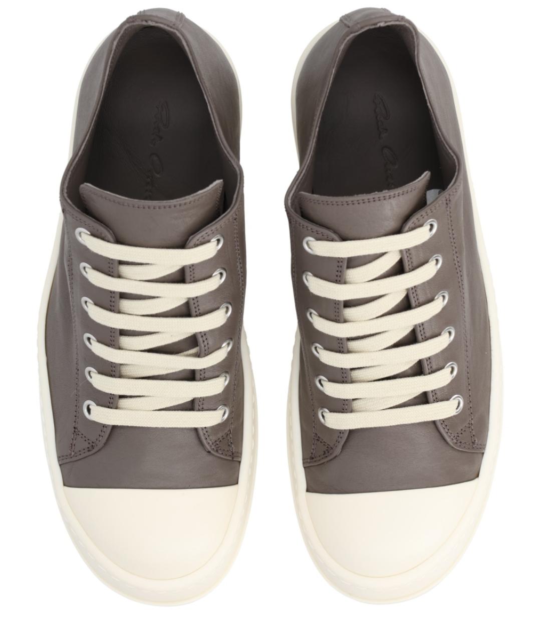 RICK OWENS Серые кожаные кеды, фото 5