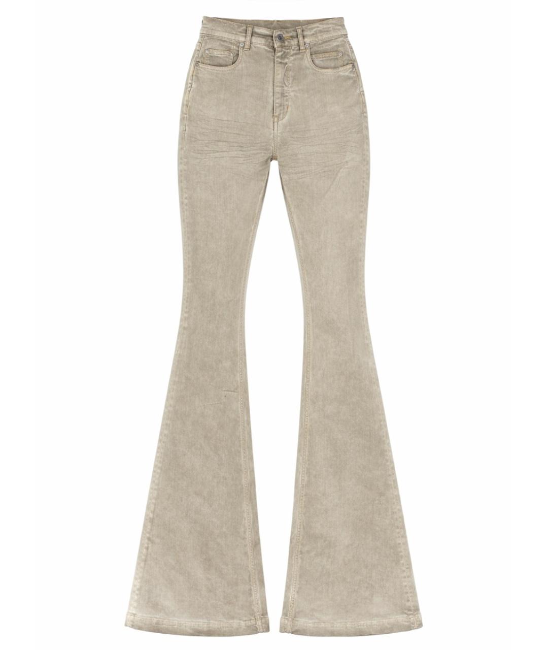 RICK OWENS DRKSHDW Бежевые хлопковые джинсы клеш, фото 1