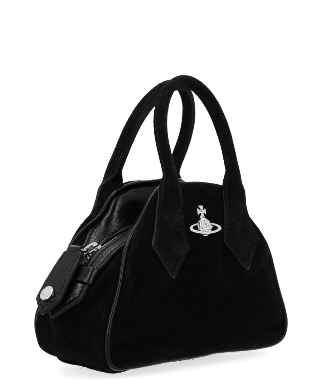 VIVIENNE WESTWOOD Черная кожаная сумка с короткими ручками, фото 3